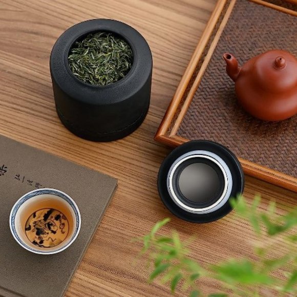 Large Vintage Ceramic Jar - Kitchen Food Canister w/ Airtight Lid (Black) - Picture 3 of 10